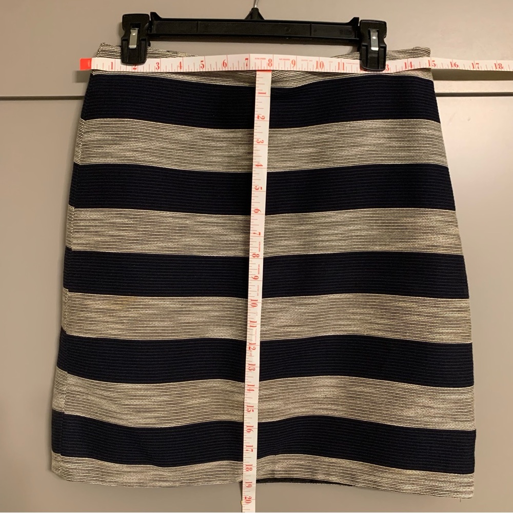 LOFT Navy and Cream Striped Nautical Cotton Mini Skirt - Picture 2 of 4